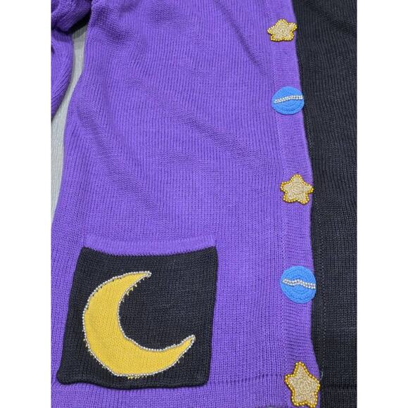 Storybook Knits Owl Button Front Cardigan Buttons Sweater Small Black A004006 - Picture 8 of 9